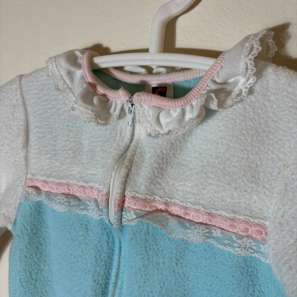 Vintage Carter's USA Footed‎ Sleeper Size 3 Terry Cloth Pastel One Piece
